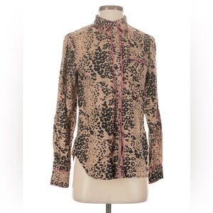J. Crew Tan and Black Leopard Print Button Down Shirt